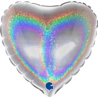 4" MICRO SHAPE CUORE  HOLOGRAPHIC ARGENTO pz.10