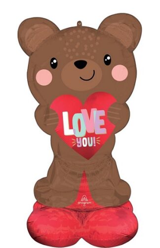 AIRLOONZ SATIN BROWN LOVE BEAR cm.124