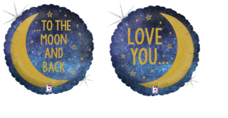 18" MOON AND BACK GLITTER