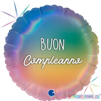 18" BUON COMPLEANNO ARCOBALENO OLOGRAFICO