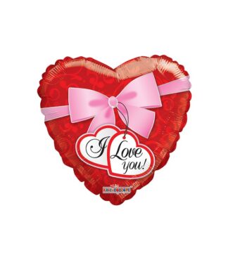 18" CUORE I LOVE YOU FIOCCO ROSA