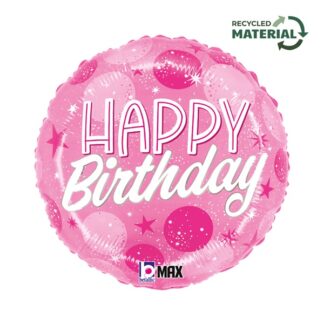 18" B-DAY PINK SPARKLE DOTS