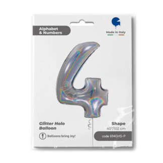 NUMERO 4 ARGENTO HOLOGRAPHIC cm.102