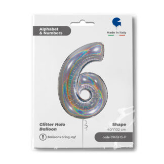 NUMERO 6 ARGENTO HOLOGRAPHIC cm.102