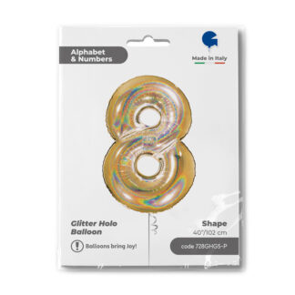 NUMERO 8 ORO HOLOGRAPHIC cm.102