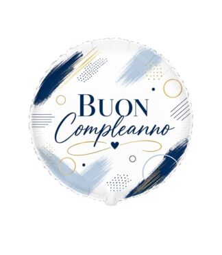 18" BUON COMPLEANNO CELESTE,BLU E ORO